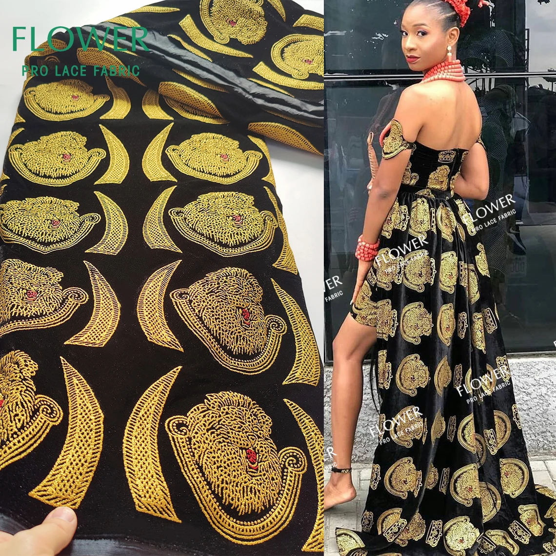 Royal Blue African Ankara Traditional Wedding Dress Velvet Lace Material Ankara High Quality Nigeria George Isiagu Fabrics