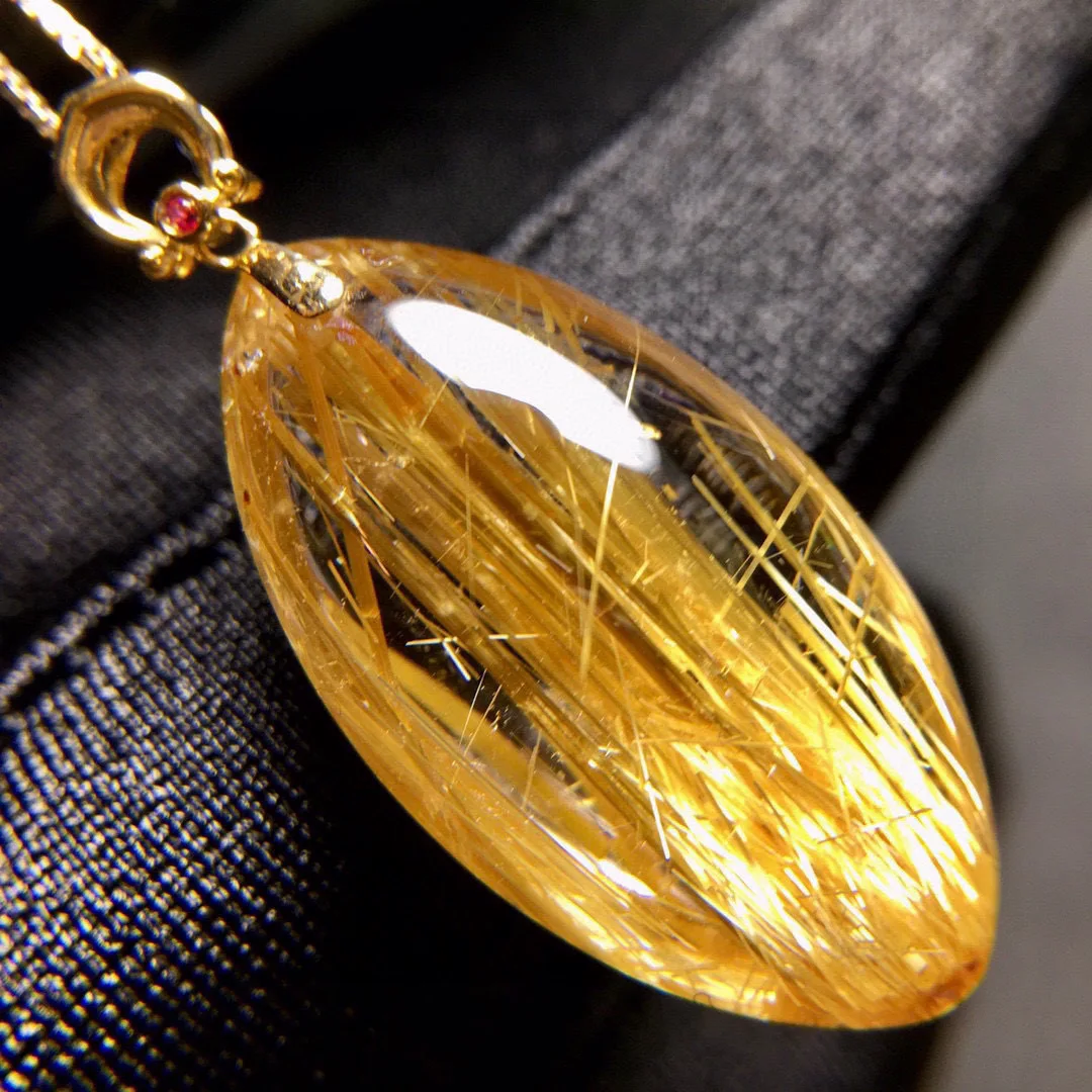 

Natural Gold Rutilated Quartz Pendant Jewelry 27.8*14.2*9.3mm Barrel Men Women Brazil AAAAAAA