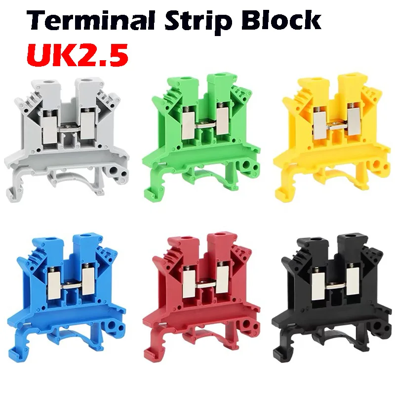 20Pcs Din Rail Terminal Block UK-2.5B Wire Electrical Conductor Universal Connector Screw Connection Terminal Strip Block UK2.5