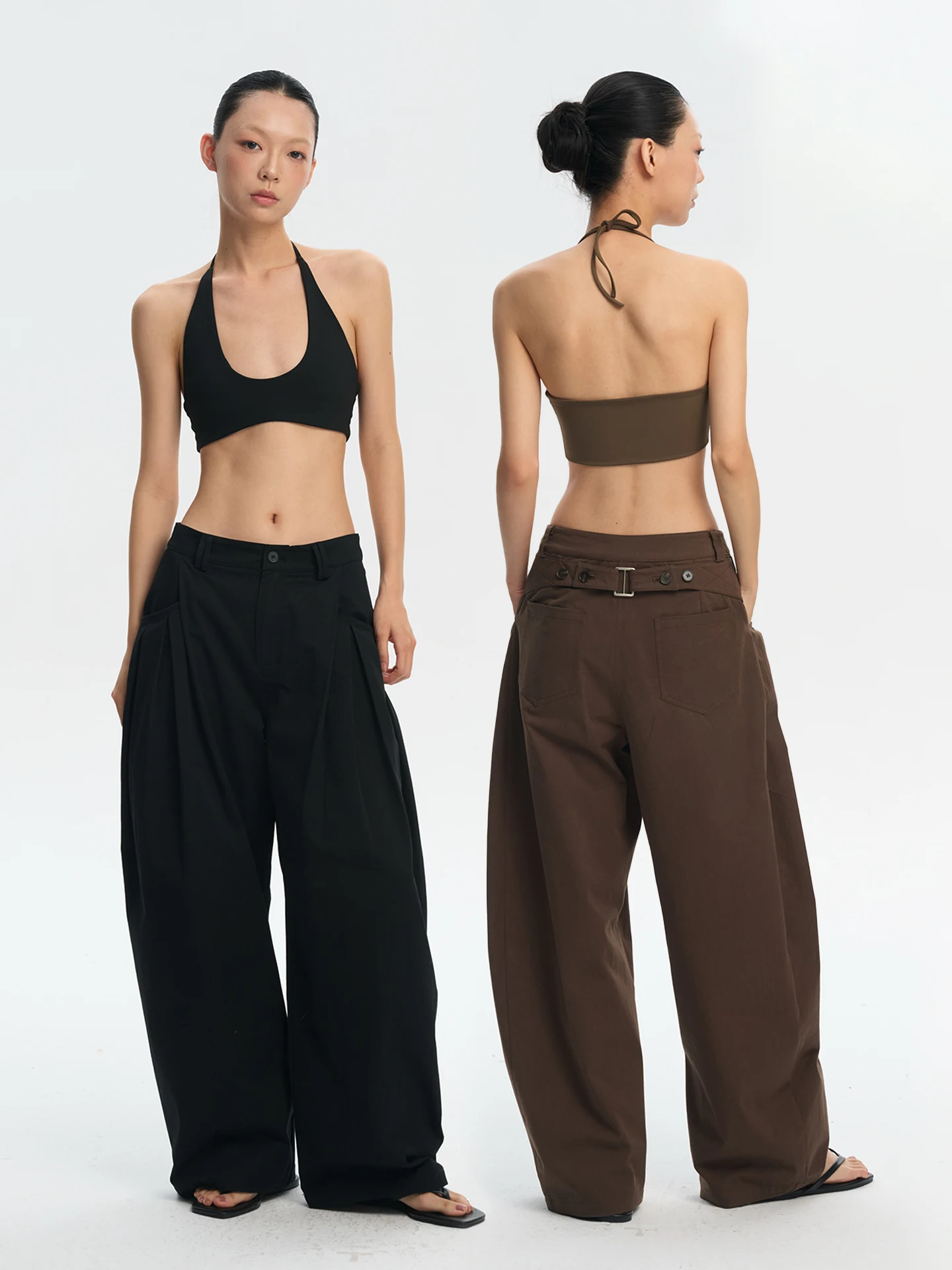 

Loose Wide Leg Cotton Pants Women's Casual Straight Cut Drapey Feel 100% Cotton Design Sense 3D Scythe Pattern Long Trousers
