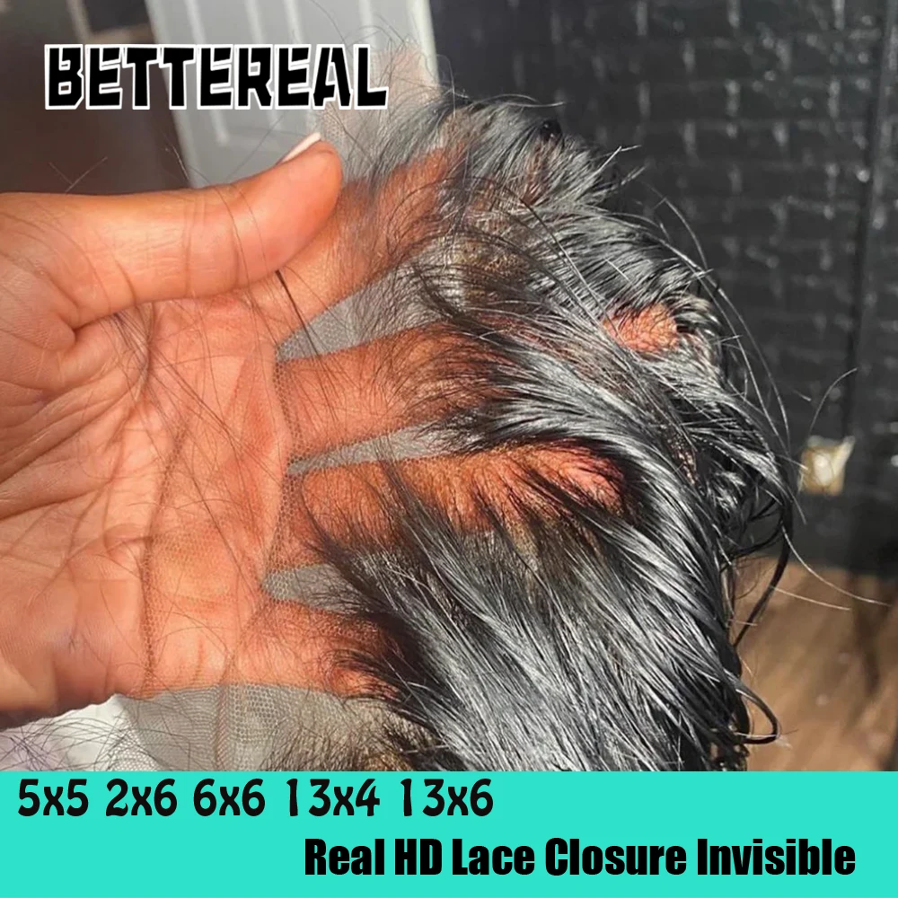 حقيقي HD الدانتيل غير مرئية غير قابلة للاكتشاف أرق 6x6 الدانتيل إغلاق الشعر البشري 13x4 13x6 HD الدانتيل أمامي 5x5 2x6 إغلاق حافة مسننة #1