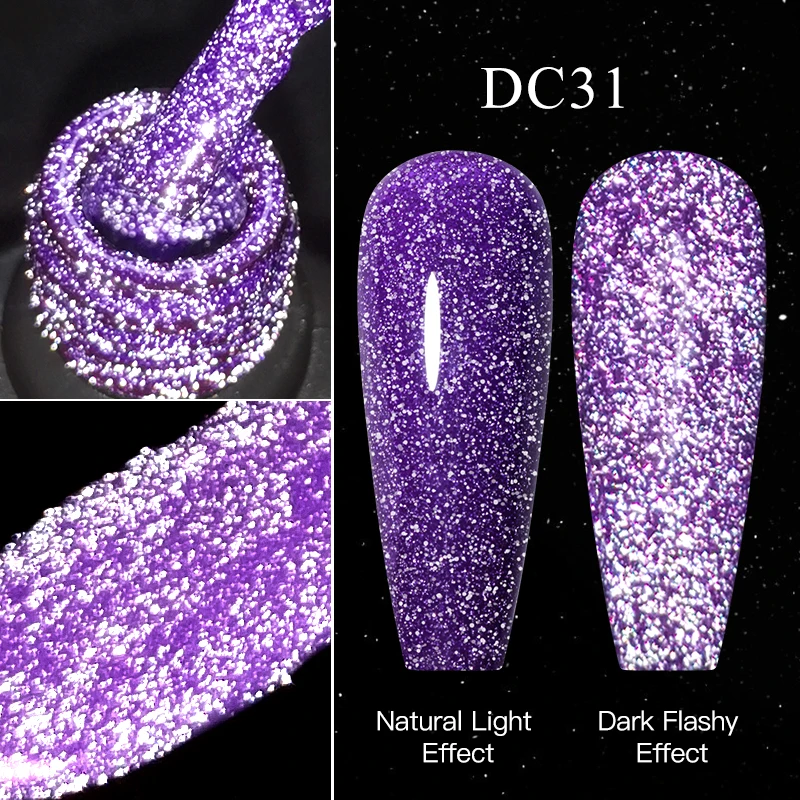 10PCS Reflective Glitter Gel Nail Polish Set Fluorescent Glitter Semi Permanent Hybrid Gel Varnish Soak Off UV LED For Manicure