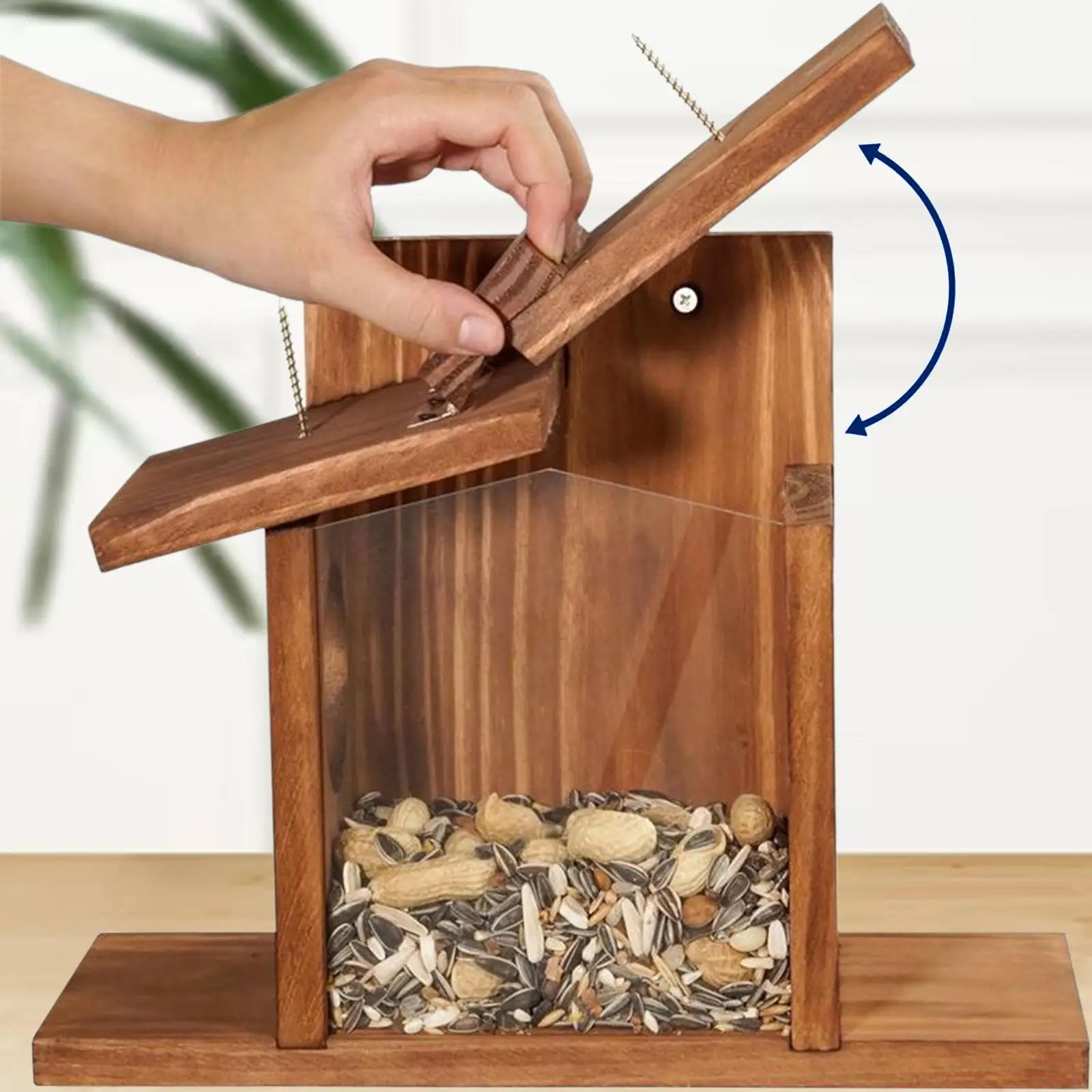Wood Squirrel Feeder Squirrel Feeder Box for Backyard Garden Outside House
