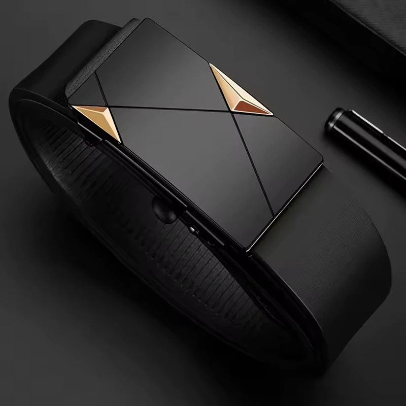 موضة جديدة الأعمال الترفيه حزام رجالي حقيقية فاخرة العلامة التجارية التلقائي مشبك حزام السقاطة زوج مع السراويل الجينز ، للهدايا المثالية