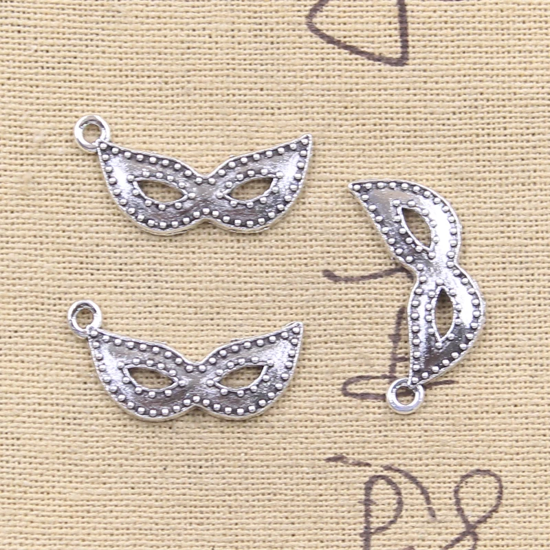 20pcs Charms Dance Party Mask Masquerade Mask 14x27mm Tibetan Silver Color Pendants Antique Jewelry Making DIY Handmade Craft