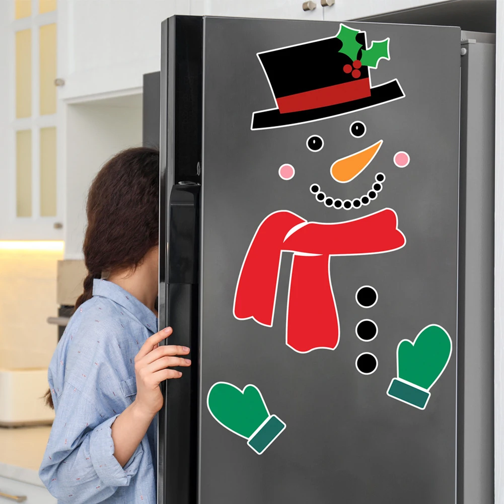 

2024 New Christmas Snowman Expression Magnetic Refrigerator Sticker DIY Cartoon Garage Door Waterproof Wall Sticker Decoration