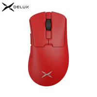Ratón inalámbrico para juegos Delux M900 PRO, ergonómico, 8K, velocidad de orolling PAW3395 BK3633, base de carga RGB de 63g para PC y portátil de mano grande derecha