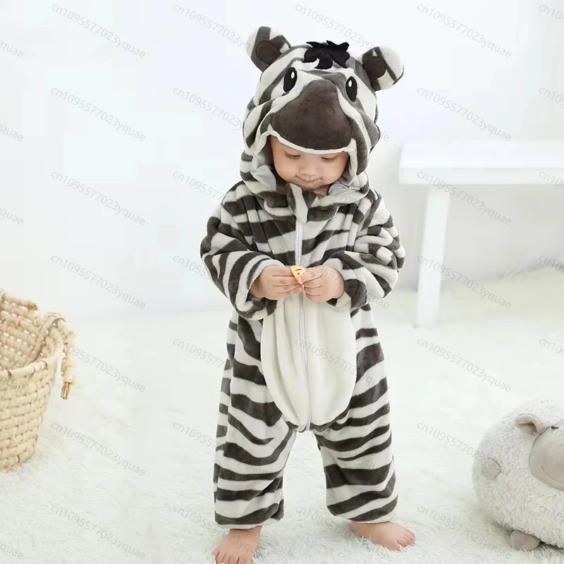 0-3Y Baby Zebra Costume Halloween Animal Cosplay Suit Boy Girl kigurumis Outfit Winter Warm Bebe Clothes Festival Party Jumpsuit