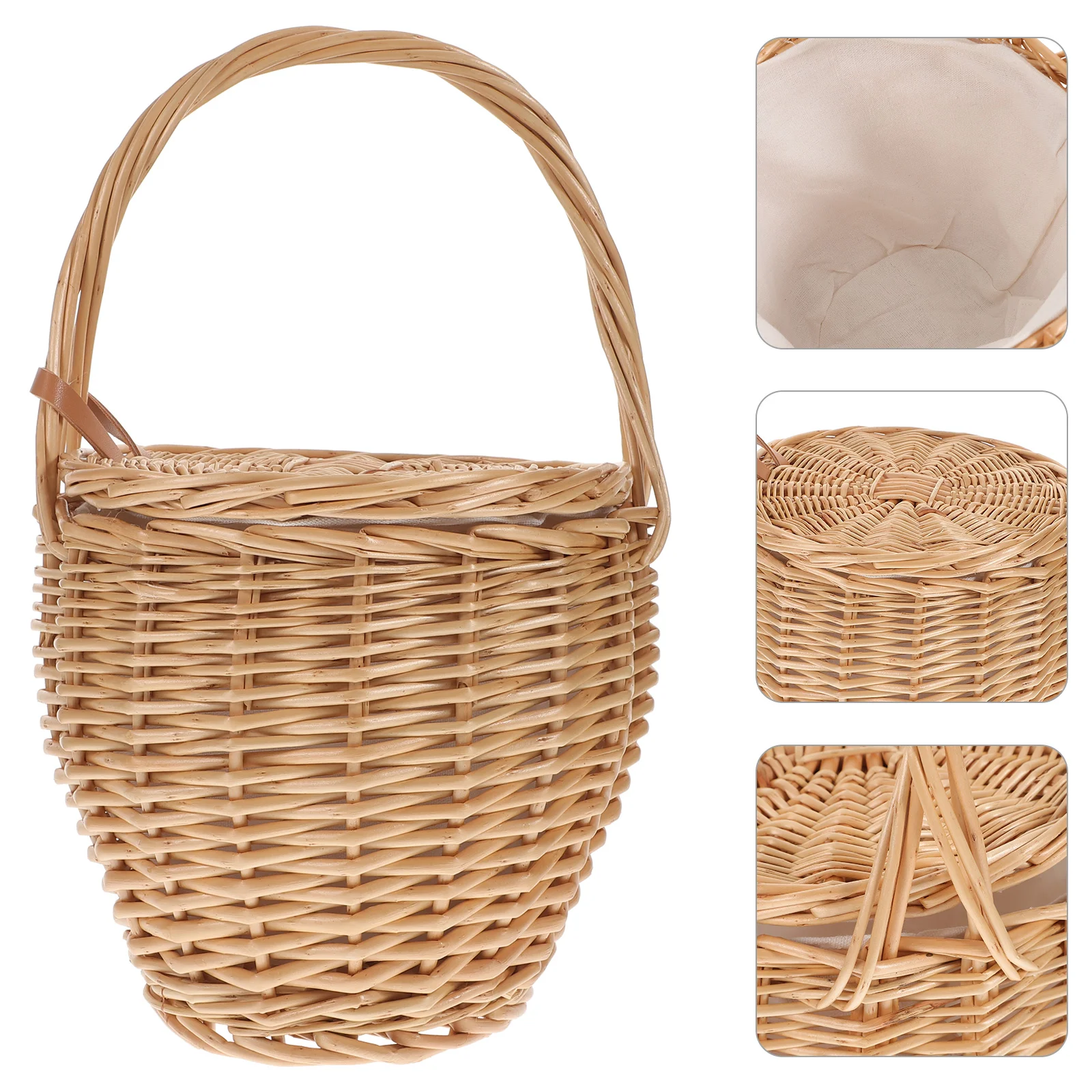 Lunch Bag Handbag Woman Wicker Rattan Travel Willow Vine Casual Pouch House Decoration