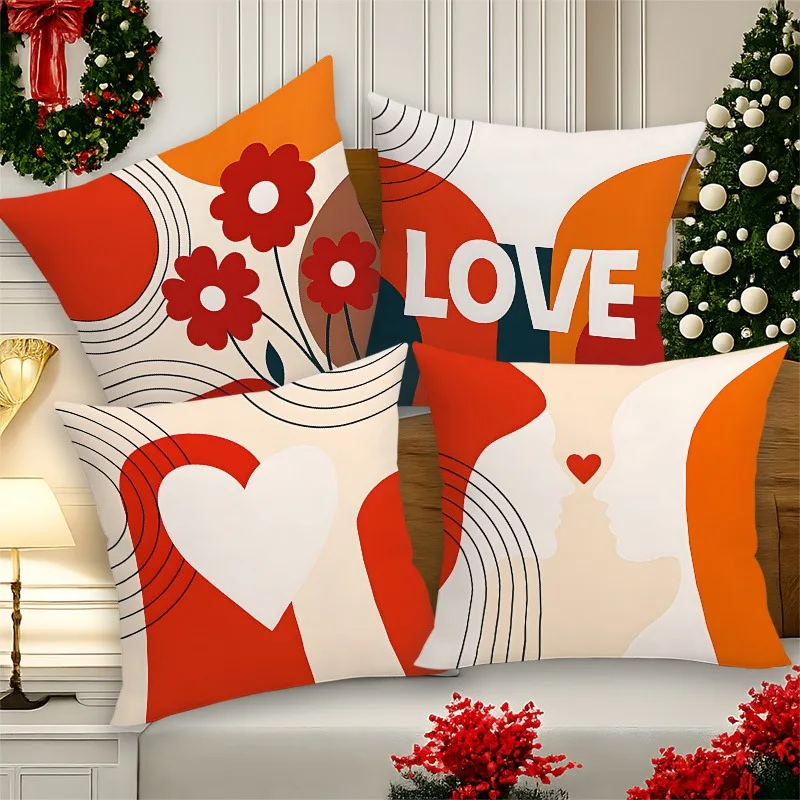 

Современная наволочка с надписью «Любовь»: чехол для подушки с жирным геометрическим и цветочным узором для стильного дивана, гостиной, домашнего декора