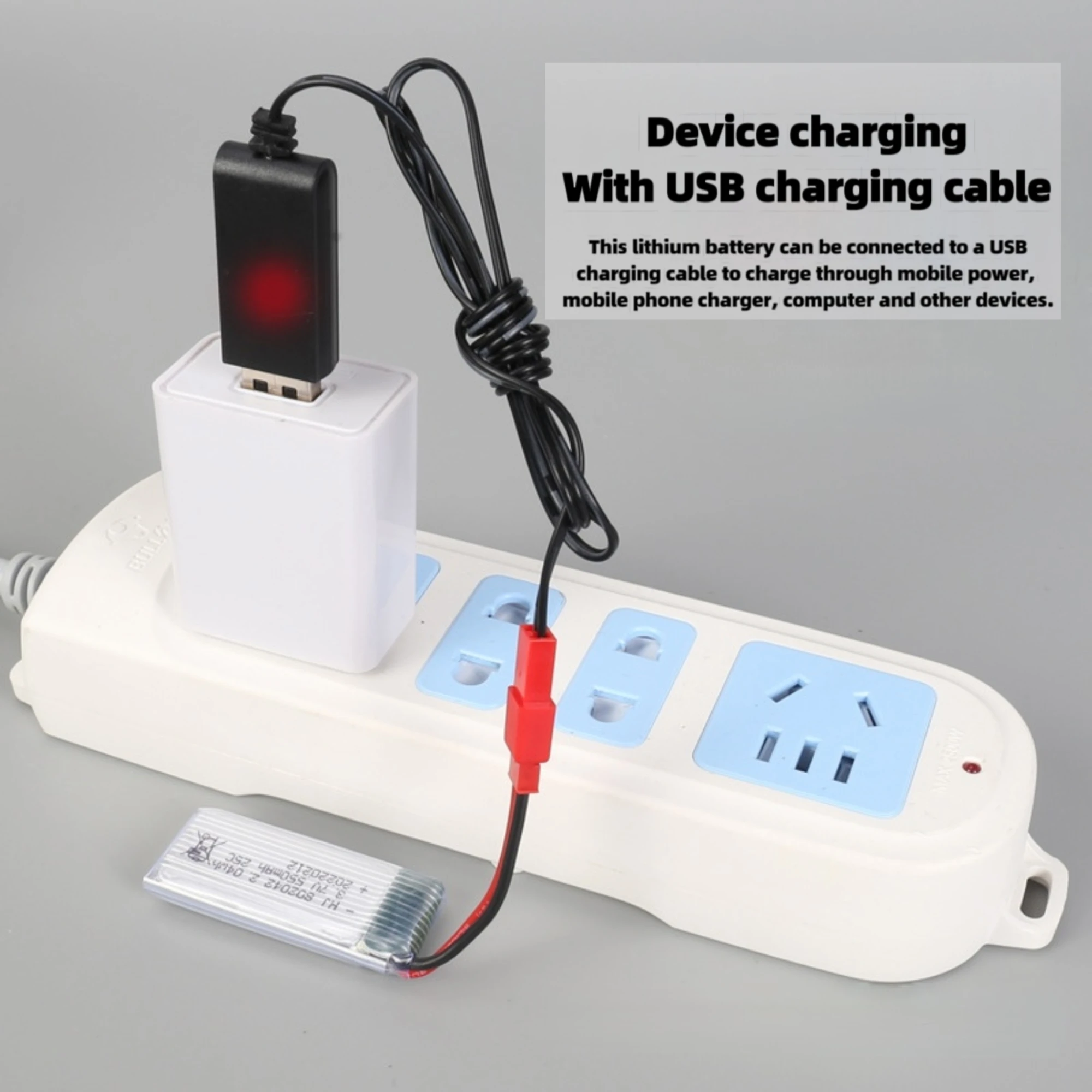 802042   แบตเตอรี่ 3.7V 550mAh 25C Lipo แบตเตอรี่ USB Charger สําหรับ You Di U816 U941A U927 WIFI818 107 385 Drone ‌   เครื่องบิน RC ปีกคงที่