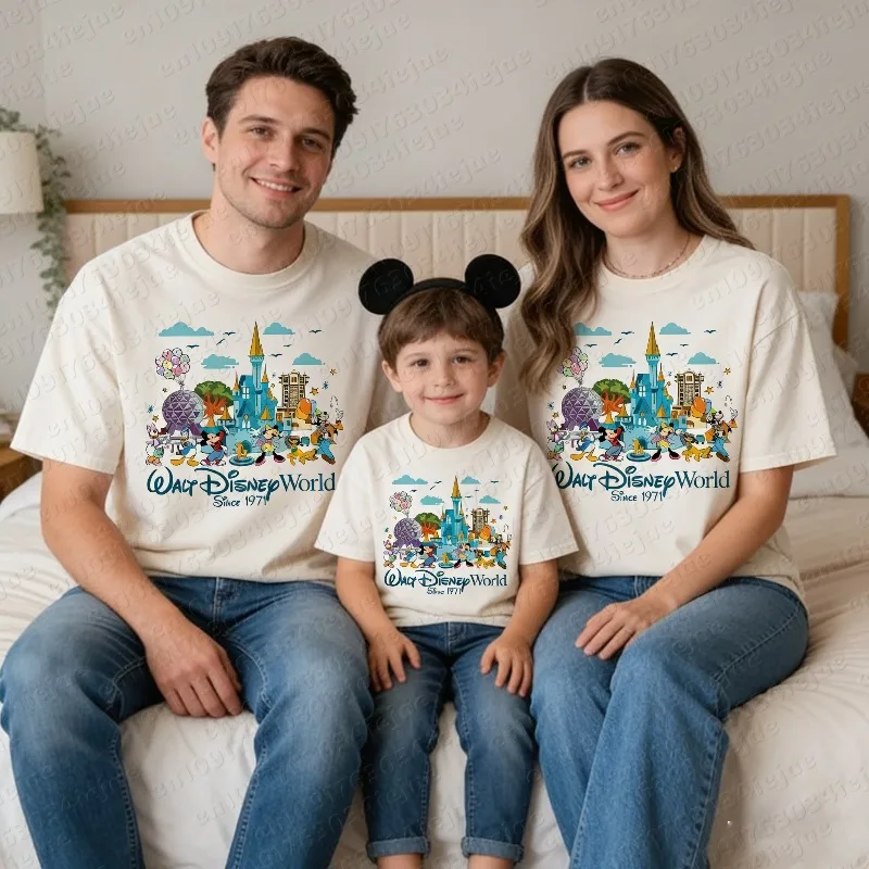 

Women‘s Disney Vintage Disney Castle Pattern T-Shirt Cotton Short Sleeve Unisex Streetwear Oversized Loose Casual Stylish