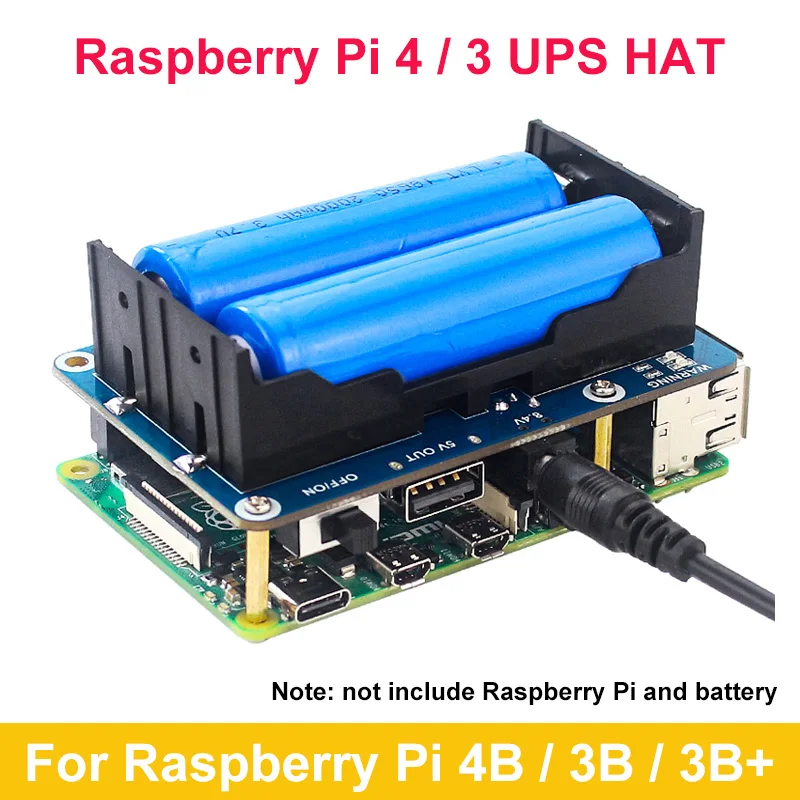 

Raspberry Pi 4 UPS HAT Uninterruptible Power Supply Stable 5V USB Output Battery Warning Support for Raspberry Pi 4B 3B 3B+