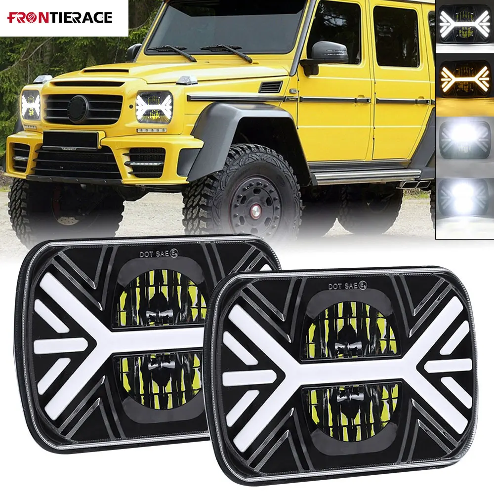 

7x6 Inch LED Headlights 300W DRL Jeep Cherokee XJ Wrangler H4 Headlamp For Toyota Pickup Truck Hi-Lo Beam 4X4 Offroad