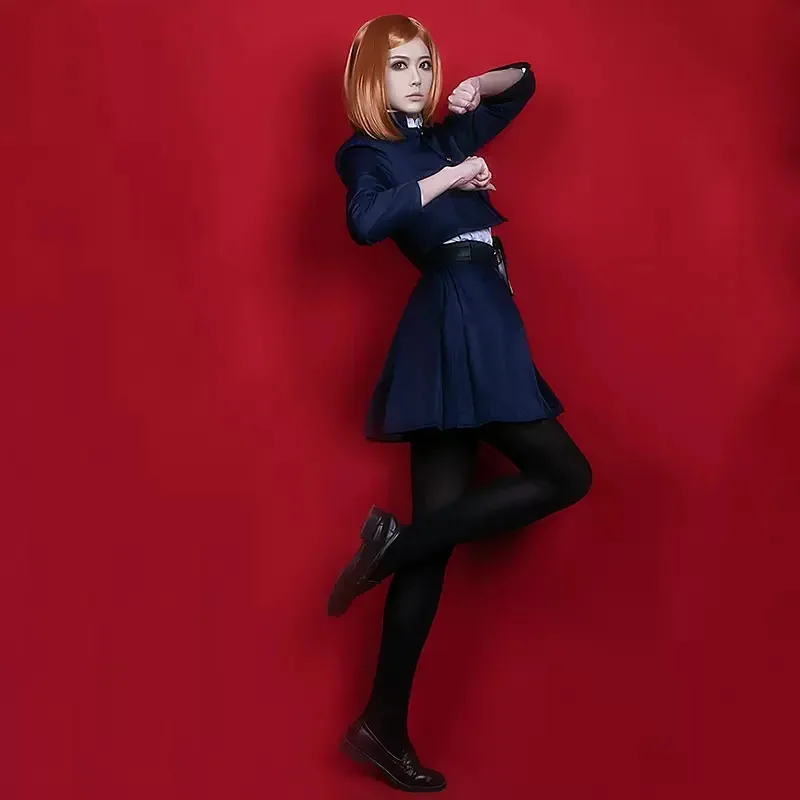 Jujutsu Kaisen Kugisaki Nobara Costume Cosplay Parrucca Tasca Tattoo Anime Halloween Uniforme da donna Set completo per donne e ragazze