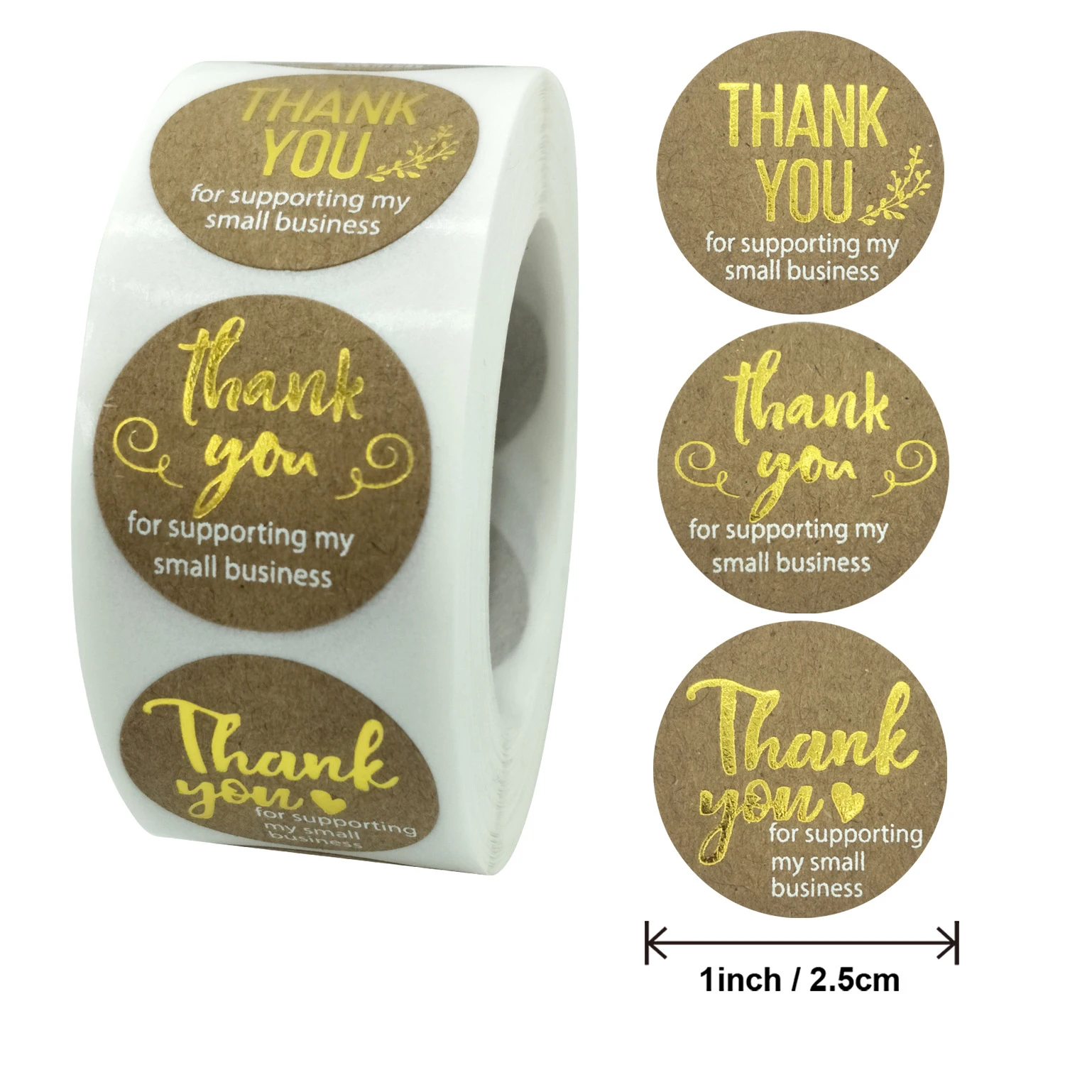 100-500pcs Thank you for supporting my business stickers with gold foil round labels stickers for small shop handmade sticker