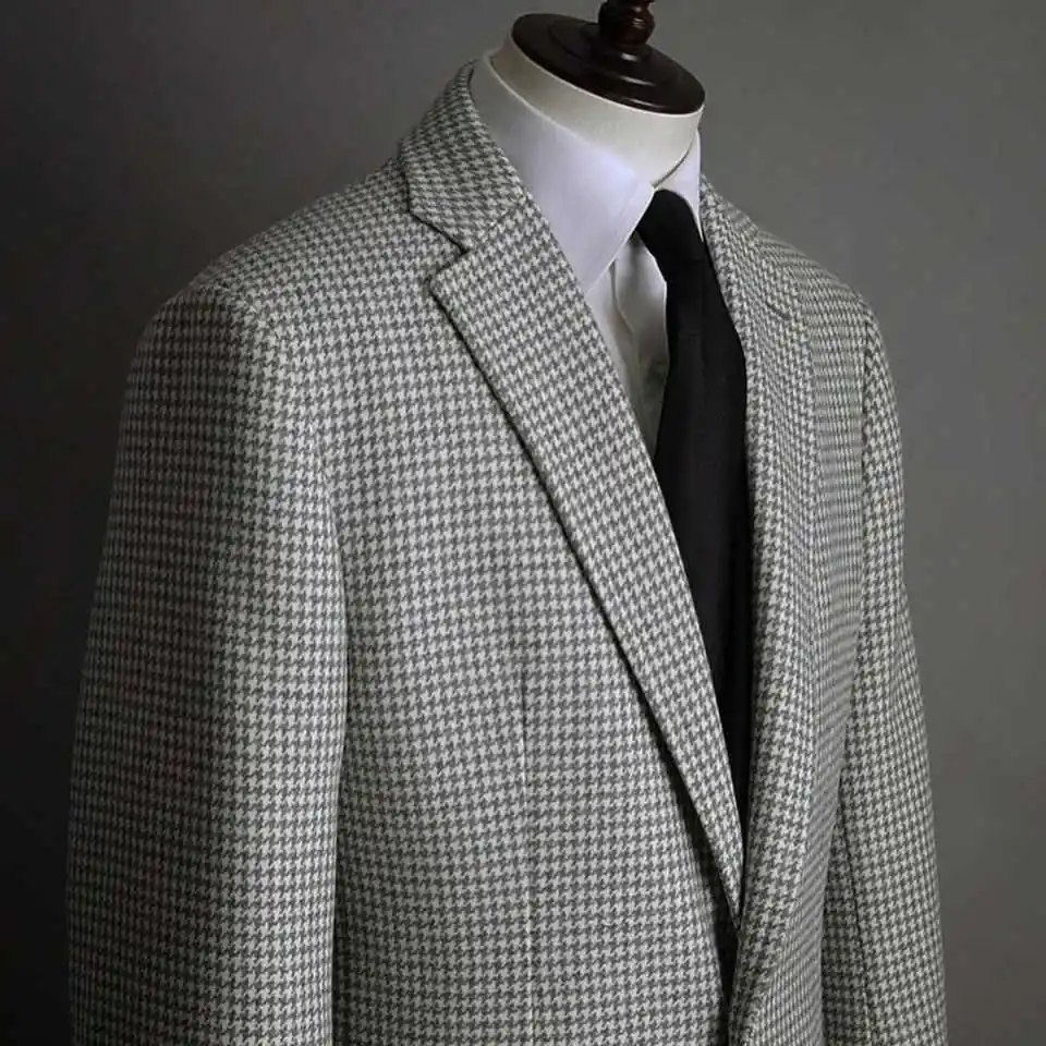 Winter Overcoat Men Suit Slim Fit Coat Business Tailor-Made Grid Suits Groom Groomsman Formal Occasions Plus Size Customized