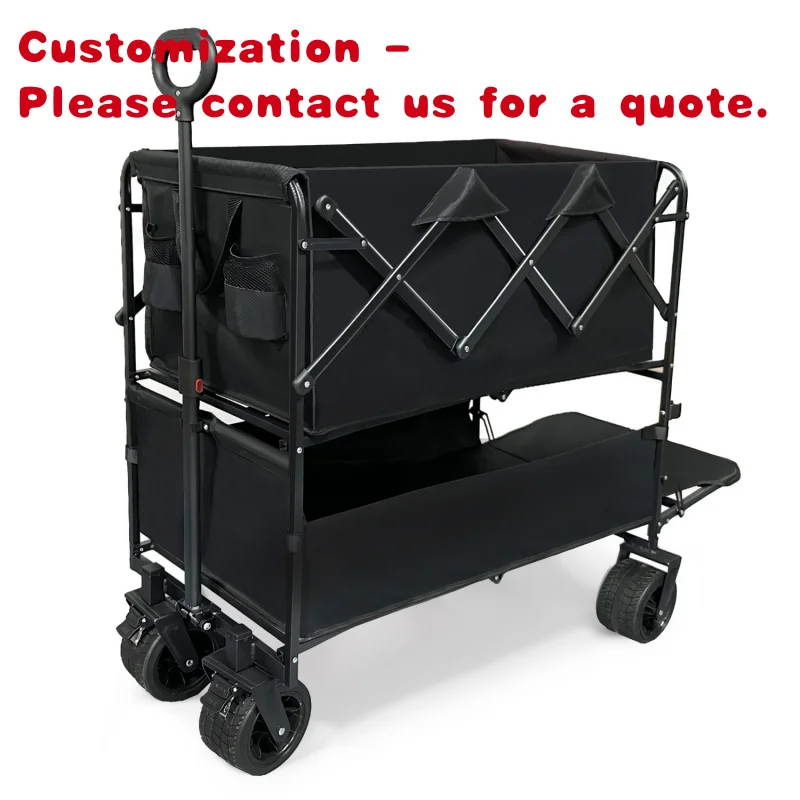 

custom.Large-Capacity Folding Trolley Outdoor Camping Double-Deck Shopping Cart Foldable Stall Camp Cart Storage Foreign
