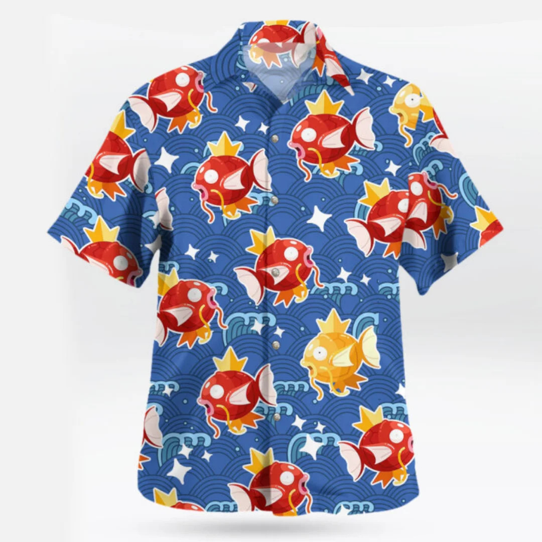 

Magikarp Pokemon Hawaiian Shirt Shiny Tropical Aloha Shirt Summer Sports Leisure Men's T-Shirt Children's Clothing Tee Y2k Woman