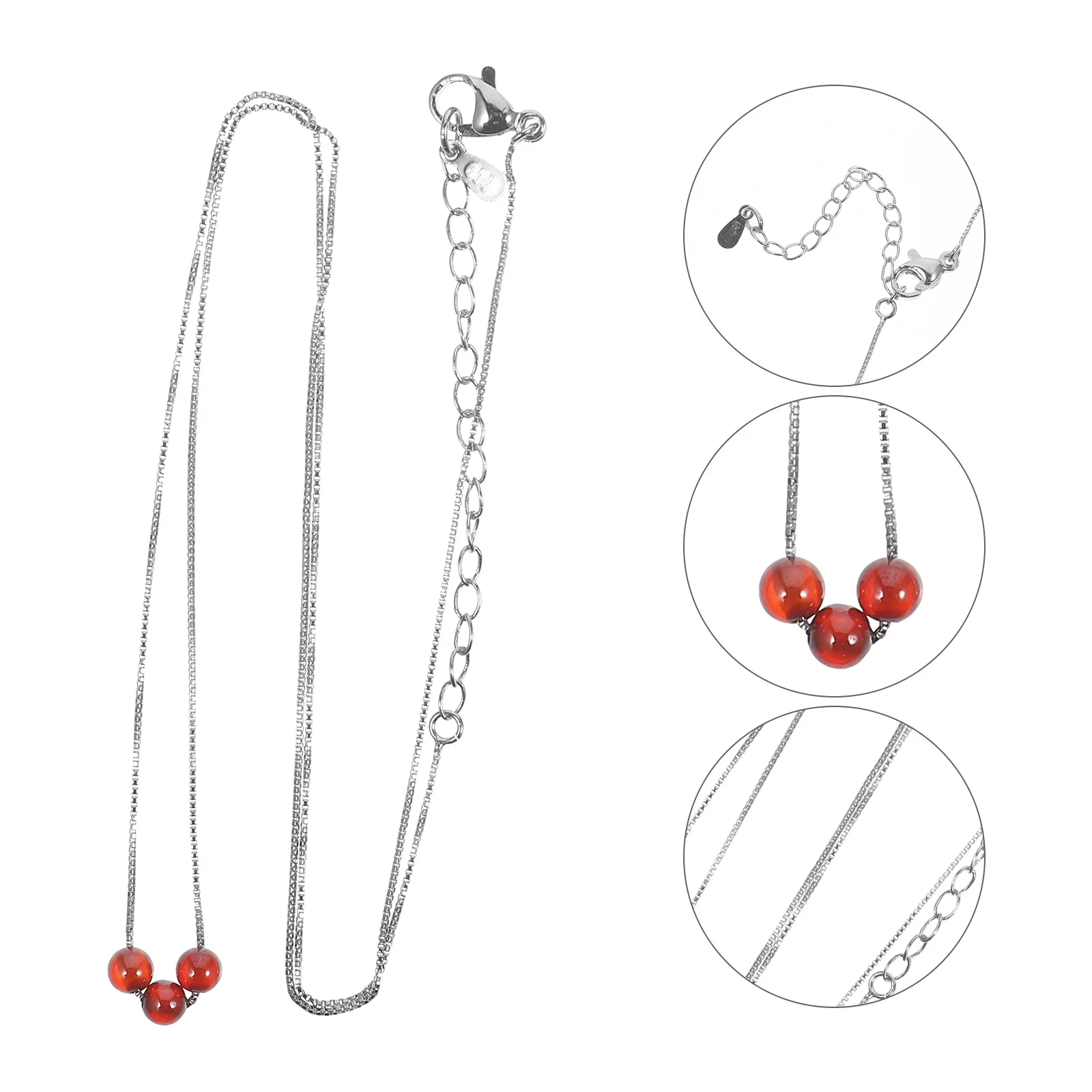 

Stone Collarbone Necklace Three Beads Stylish Adjustable Chain Women's Fashionable Pendant Jewelry for Daily Party Date