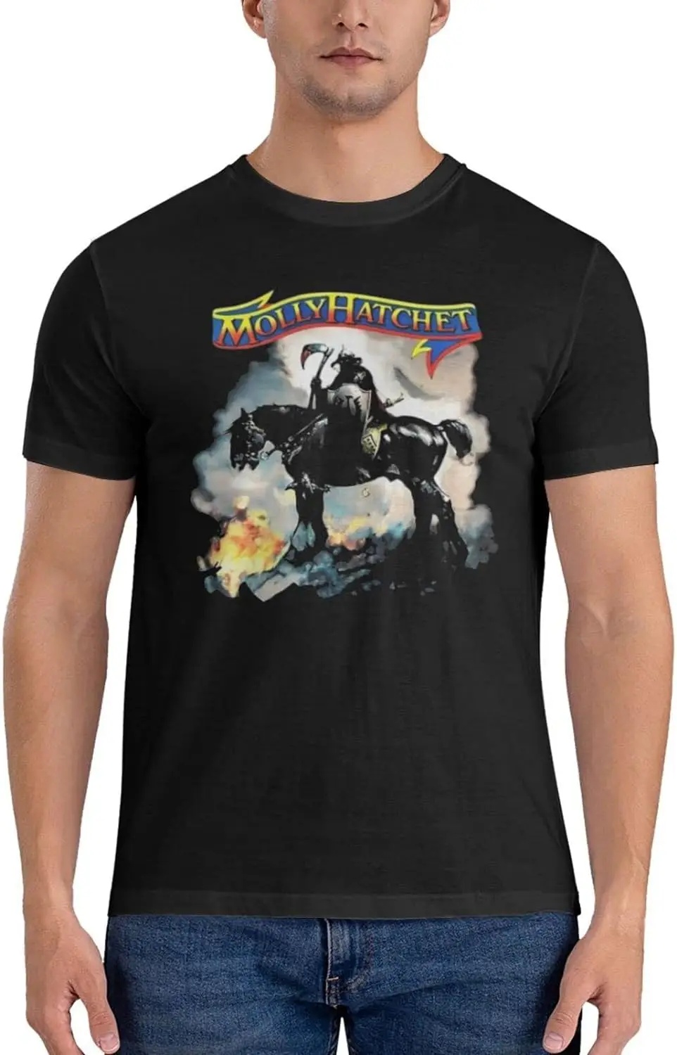 Molly Music Hatchet Shirt Men's Crew Neck Short Sleeve Tops Fashion Trend Tee Deep Heather