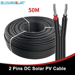 BLUSUNSOLAR 50Meter Double Core 2X4/6MM2(10/12AWG)Solar Cable Black PV Cable Wire Copper Conductor XLPE Jacket TUV Certifiction