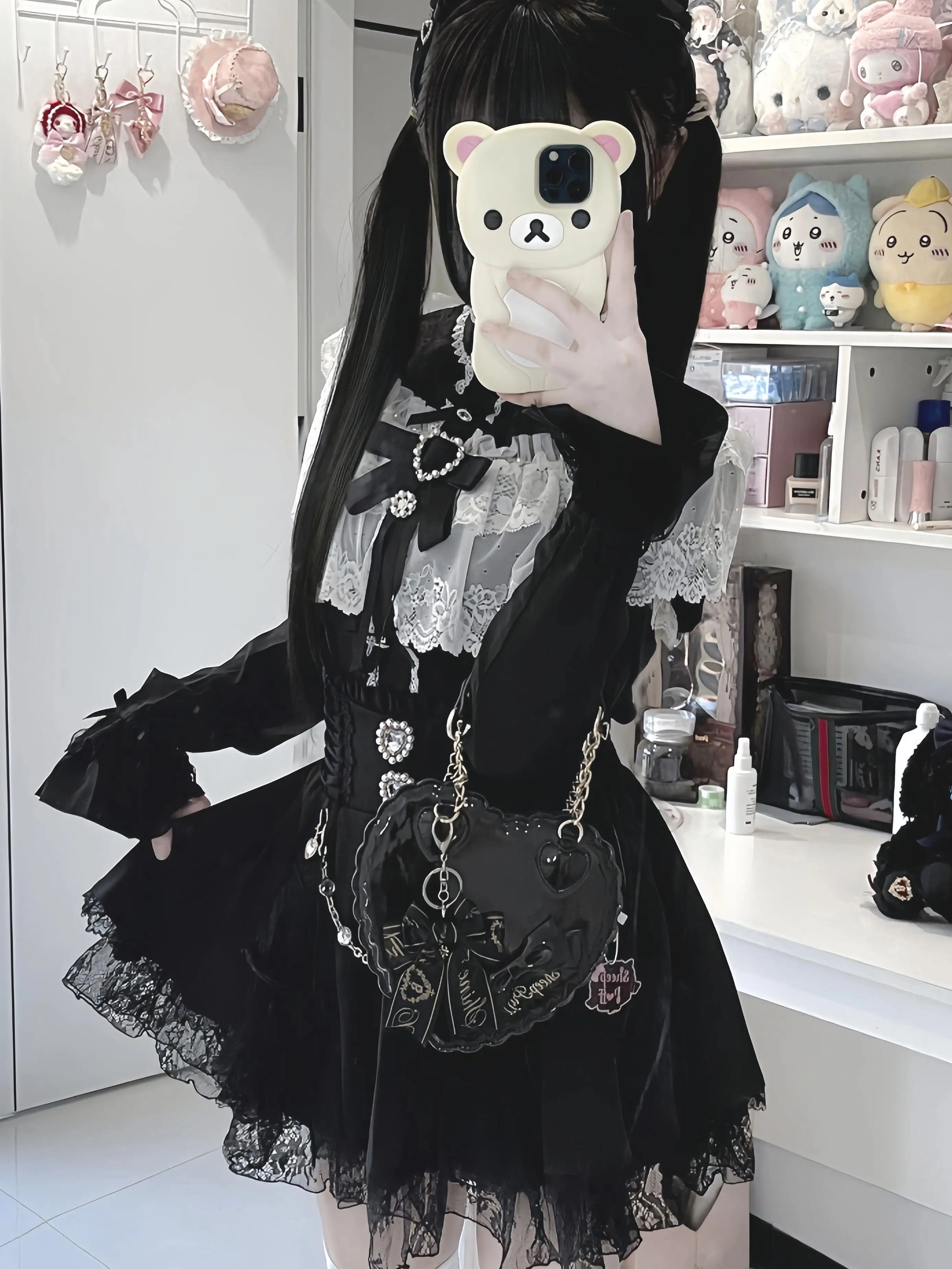 Japanese Mine Mass-Produced Jirai Kei Lolita Shirt High Waist Mini Skirt Sweet Girls Lace Cape Detachable Sleeves Bow Women Y2k