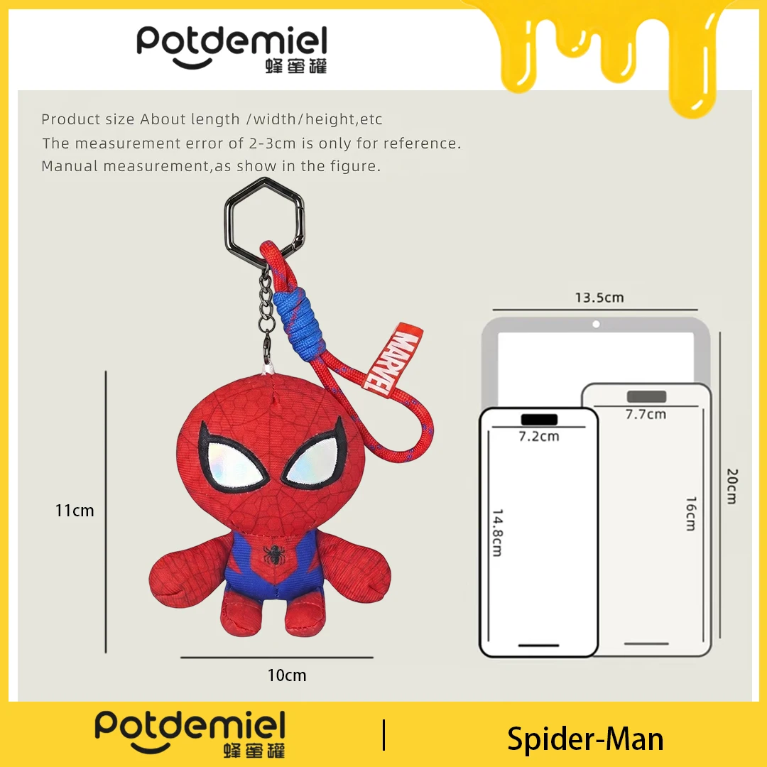 Potdemiel Marvel Spider Man Plush Keychain Soft Toy Handbag Charm Anime Bag Ornament Men Women Fans Kids Gift Collectible view 2
