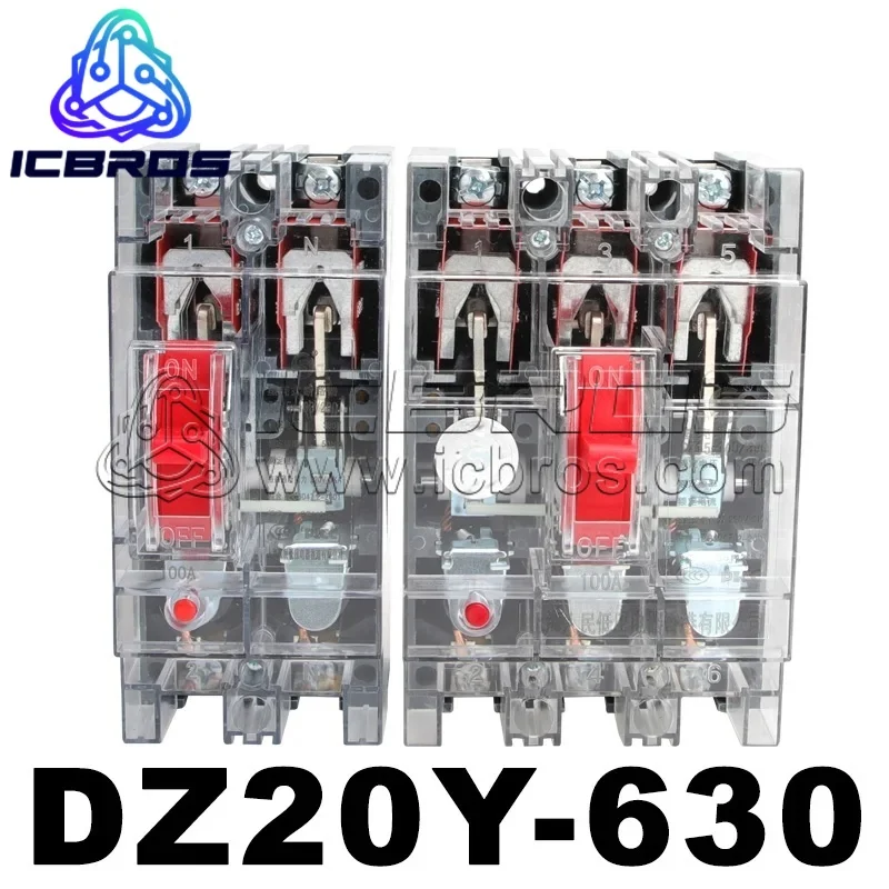 

Molded Case CirCuit Breaker DZ20Y-630 DZ20Y-3300 Plastic Shell 100A 225A 400A Three-phase TransparenT Air Switch 630A