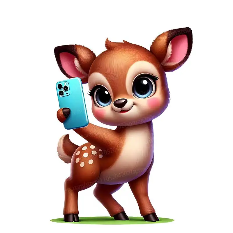 

Cute Deer Wall Stickers Self-Adhesive Wallpaper for Bedroom Children's Room Animal Mural Background Decoration Home Decor AA45