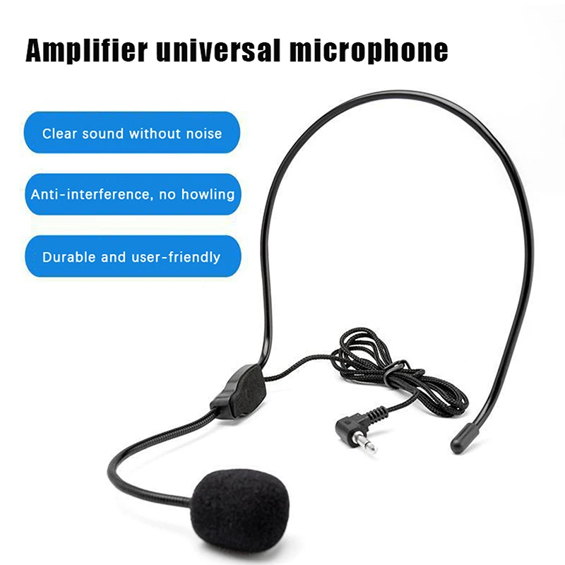 3.5mm Plug Guide Lecture Speech Microphone Head-mounted Portable Head Wear Microphone Lightweight Over Head For Teaching Meeting