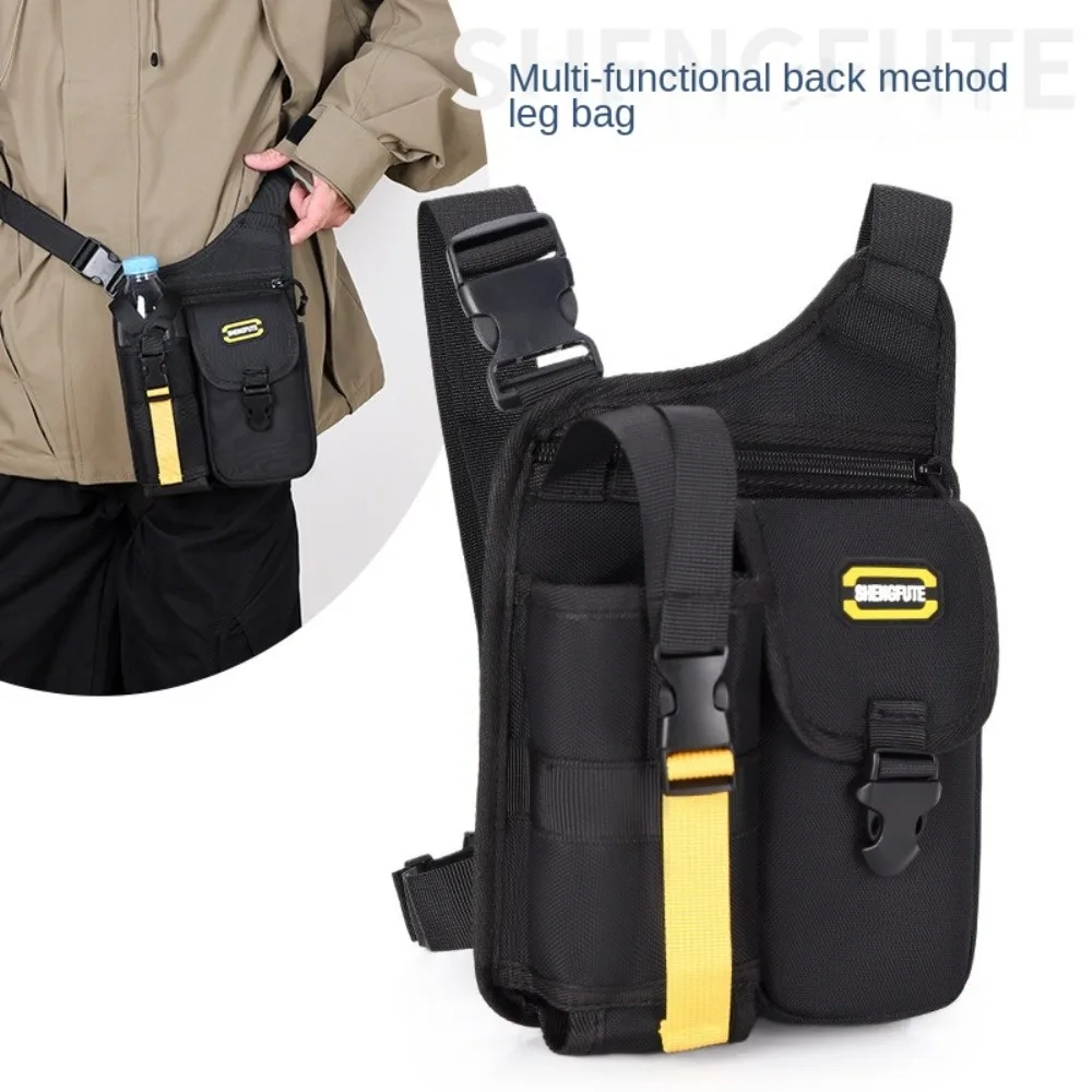 

Multipocket Men Motorcycle Crossbody Bag Large Capacity Waterproof Motorbike Shoulder Bag with Bottle Holder Adjustable Strap