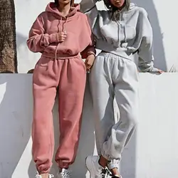 Tracksuits Women's Warm Hoodie and Pants Set Oversized Sportwear Tracksuit Set Autumn Winter Suits On Fleece For Women