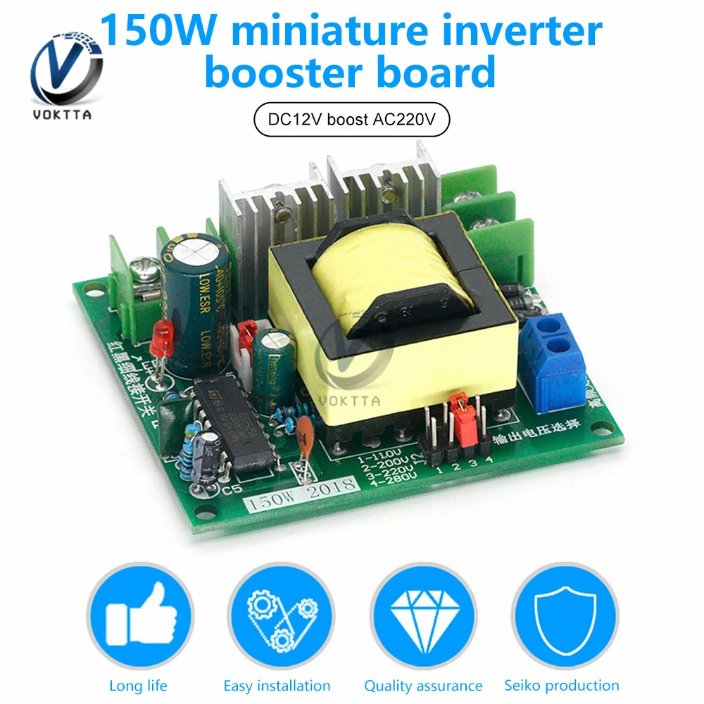 150W Inverter DC 12V to 110V 220V High-power Household Battery Inverter Converter Step-up Board Module Transformer Circuit Board