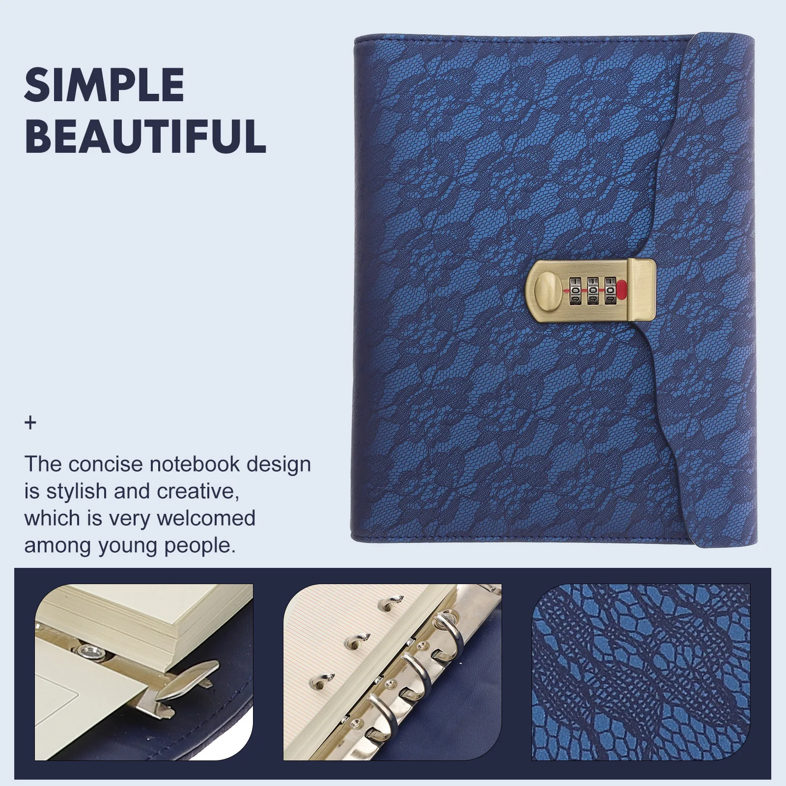 PU A5 Password Notepad Business Notebook Lockable Combination Lock Diary Portable Waterproof Secret Locking Journal