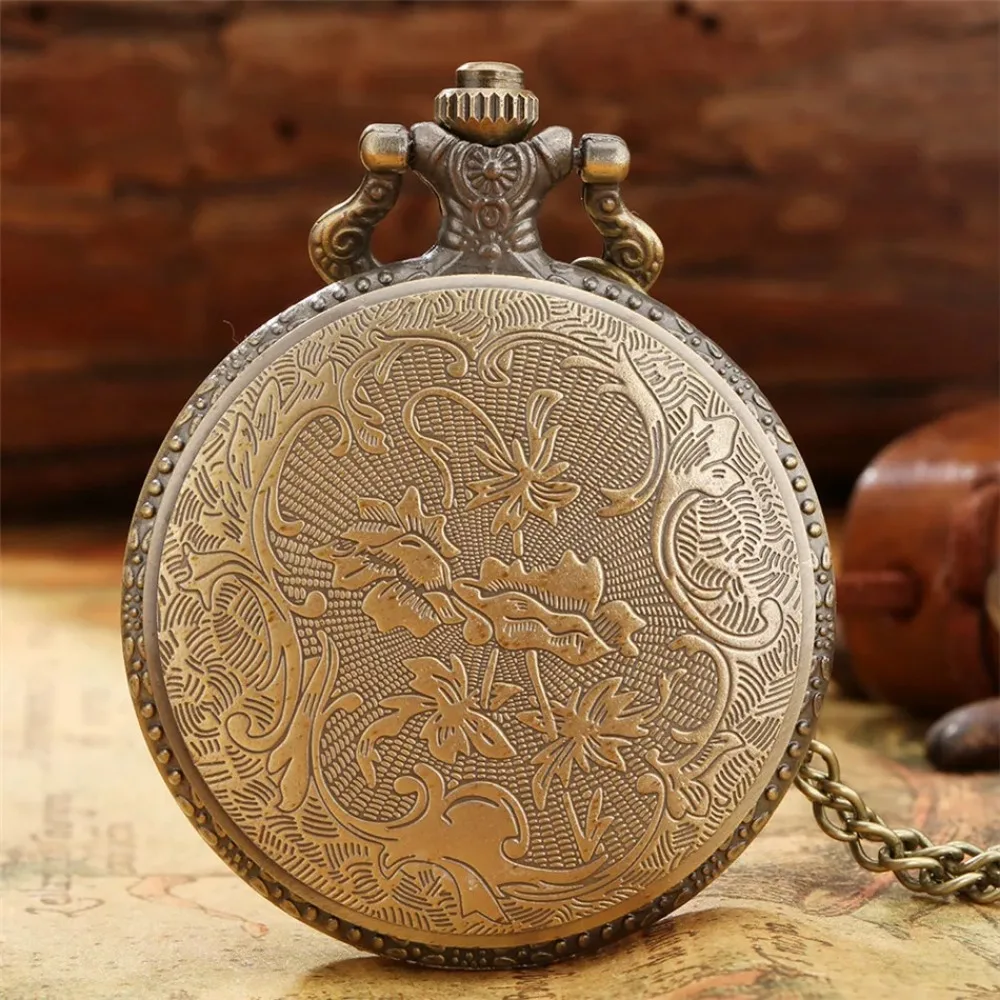 Vintage bronze carving DAD Fashion Quartz Pocket Watch Give Father Best Pendant Gift Collection Artwork