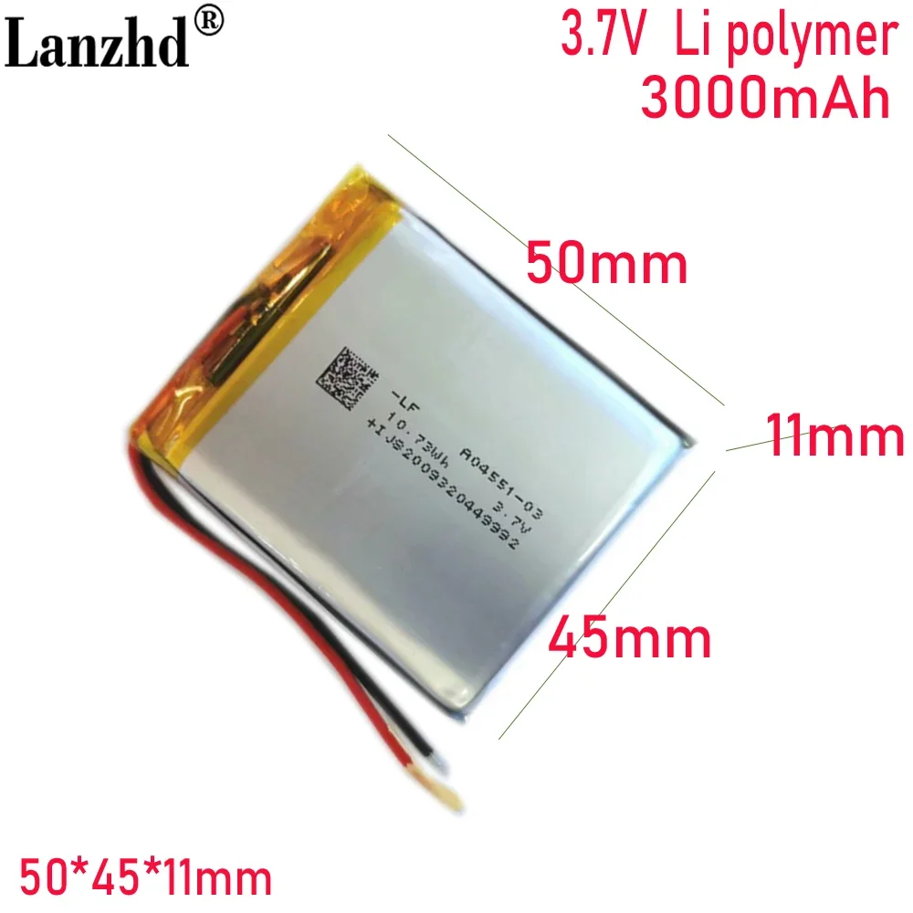 3.7V polymer lithium battery 114550 3000MAH For video  doorbell monitoring equipment Warm treasure smart alarm clock