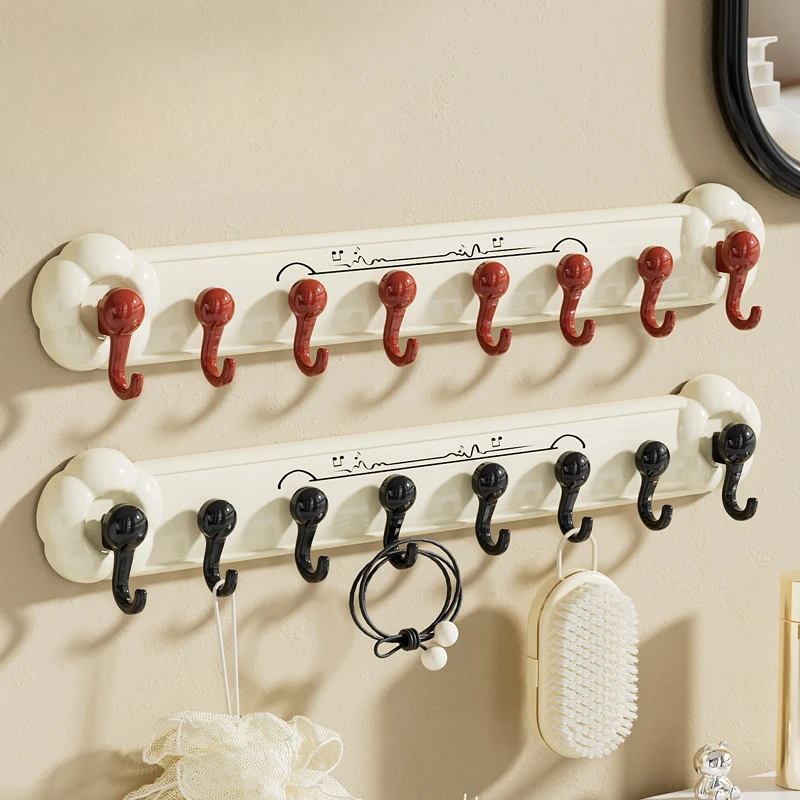 

Household Suction Cups Row Hooks Hole-free Bathroom Bathroom Door Storage Wall Hanging No Trace Multi-Hooks New