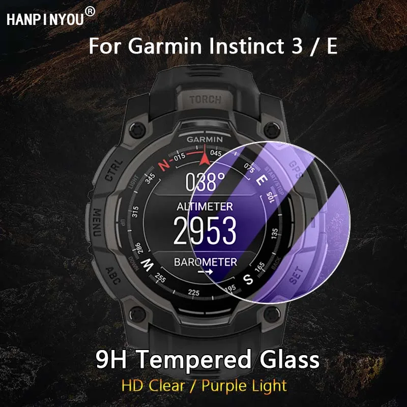 

For Garmin Instinct 3 E 40mm 45mm 50mm SmartWatch Ultra Slim Clear / Anti Purple Light 2.5D Tempered Glass Film Screen Protector