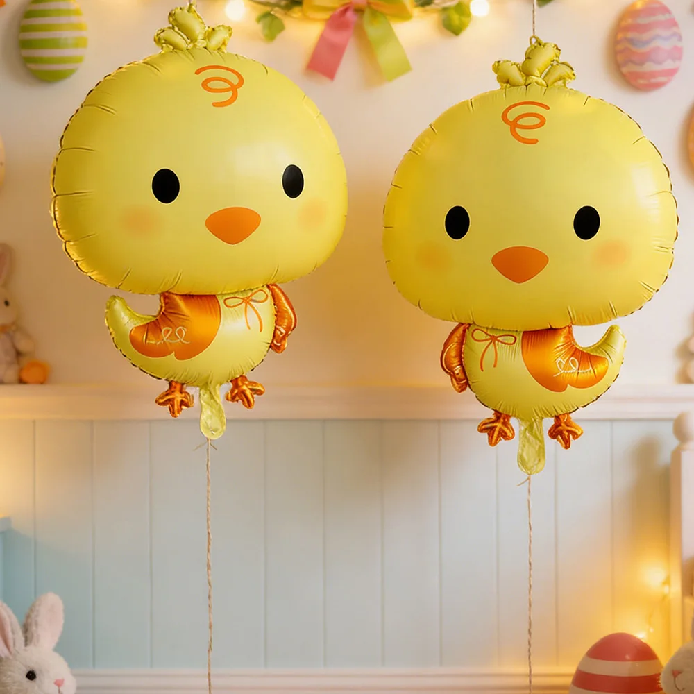 1/2 Stück Ostern Niedliche Großkopf-Küken-förmige Aluminiumfolienballons für Geburtstags-, Oster- und Feiertagspartys, Dekorationsballons, Geschenke