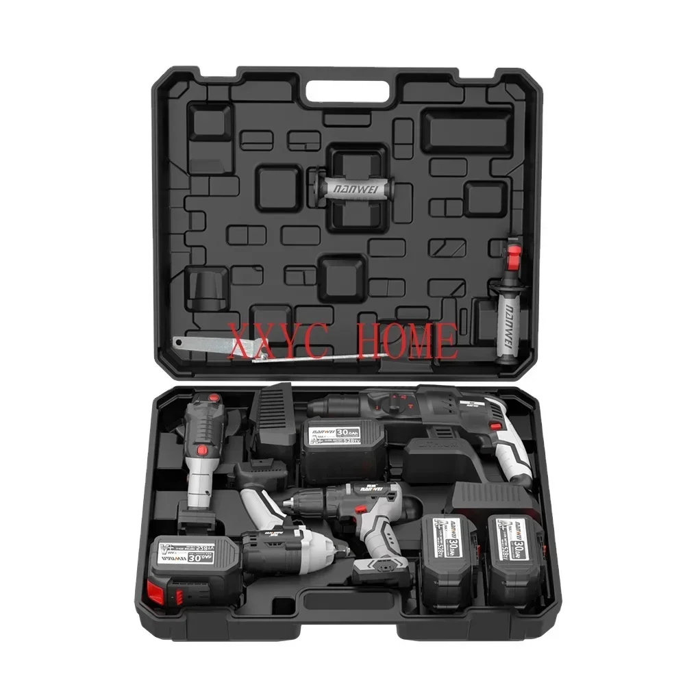 Tool Sets cordless Drills Impact Wrench Construction Tools with 7.5Ah lithium battery toolbox