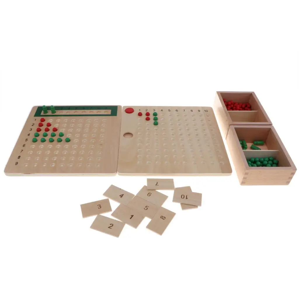 Montessori Math Beads Toy Multiplication Division Board Wooden Educational Learning Tools for Home or Classroom