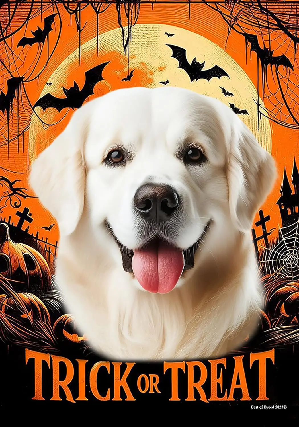 Golden Retriever White - Best of Breed Halloween Garden Flag