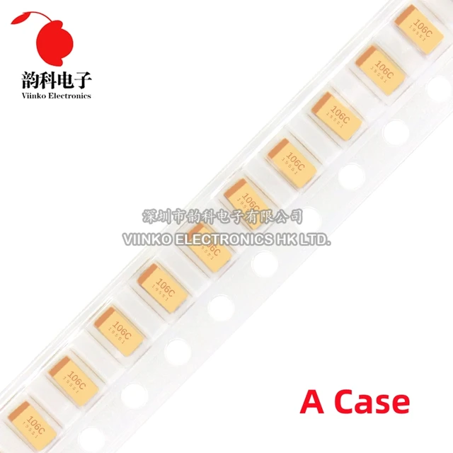 10szt Typ A 100UF 0.22UF 1UF 4.7UF 10UF 22UF 33UF 47UF Kondensator tantalowy 6.3V 10V 16V 25V 35V 226 336 224 475 106 107 476 105