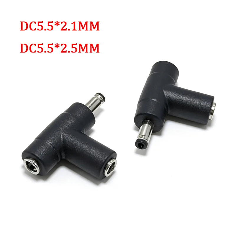 T Shape DC Power Splitter Adapter 5.5x2.1mm / 5.5x2.5mm 1 Male to 2 Female DC Jack Connector ﻿