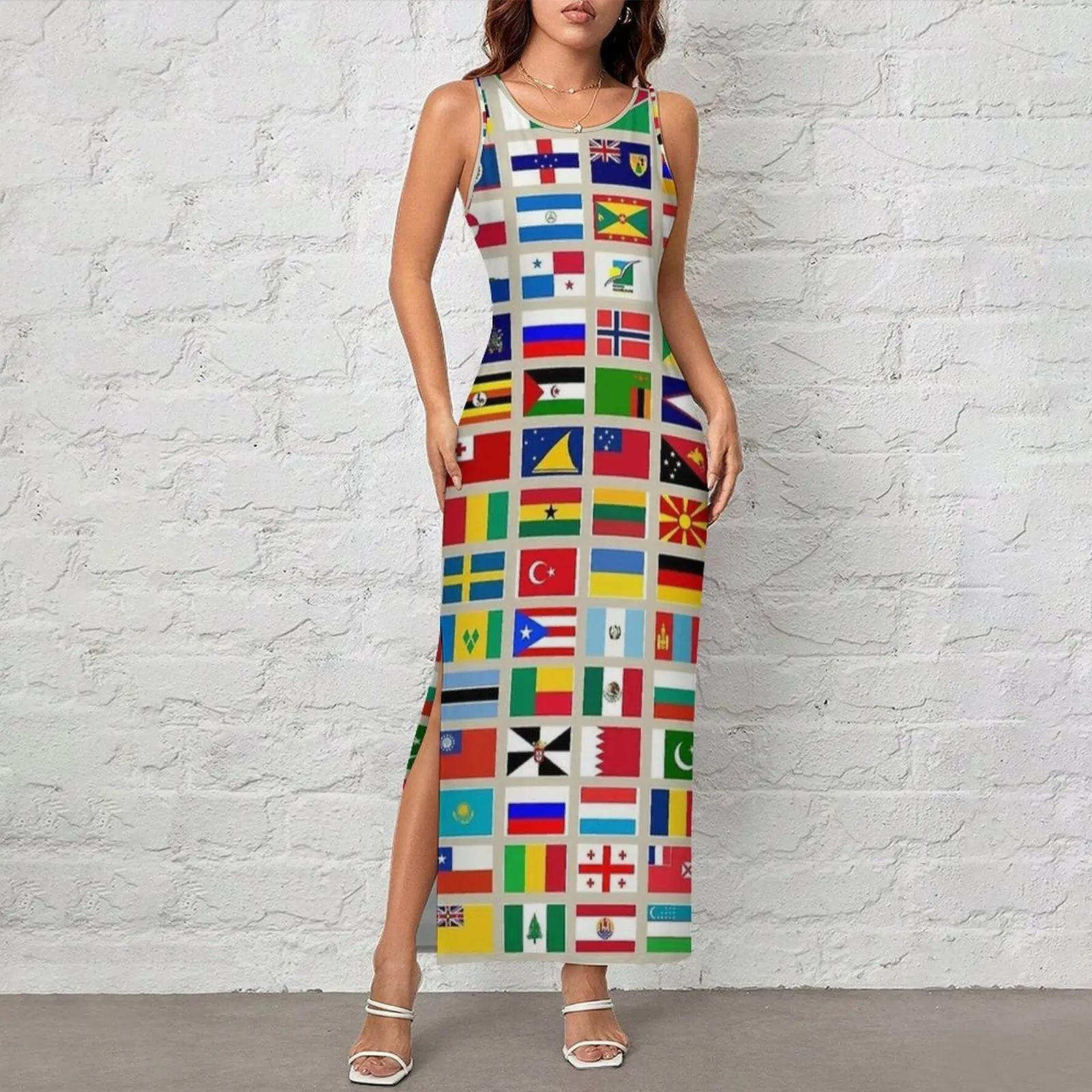 Flags of The World All Countries Nations Dress Sleeveless Trendy Maxi Dresses Summer Fashion Custom Bodycon Dress Big Size