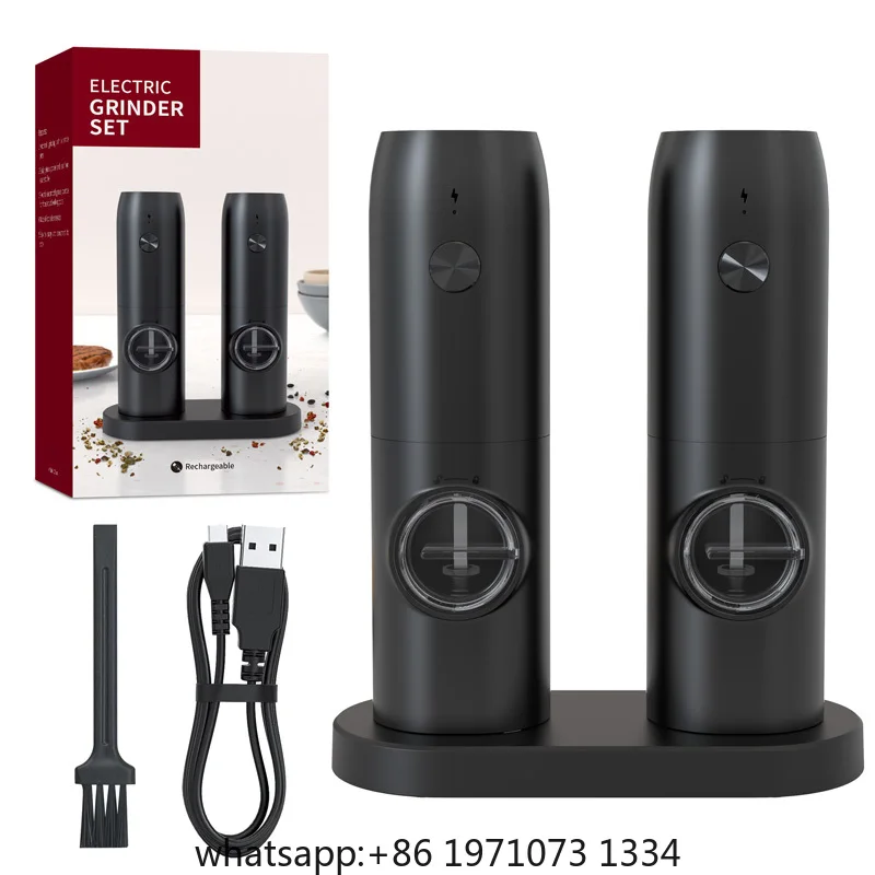 1PC/2PCS Electric Automatic Pepper Grinder Set Salt And Pepper Mill Adjustable Coarseness Spice Grinder for Kitchen
