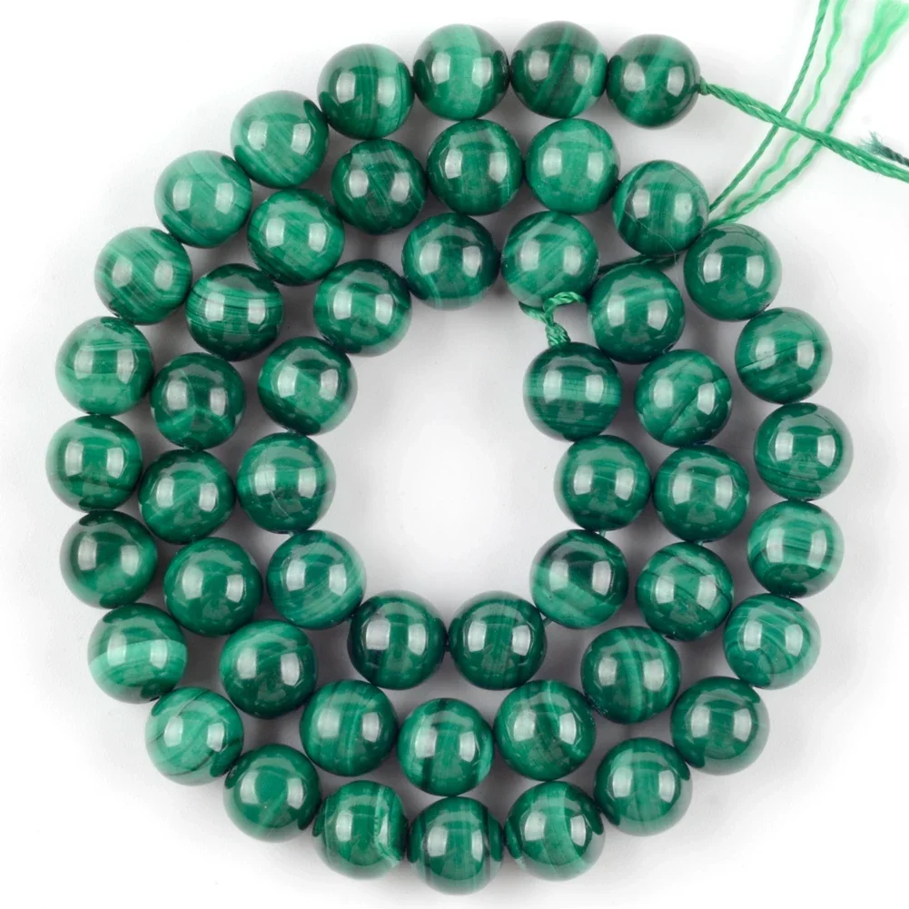 

DIY Bracelet Necklace Natural Malachite Stone Round Gemstone Loose Spacer Bead For Jewelry Making 6/8/10/12mm