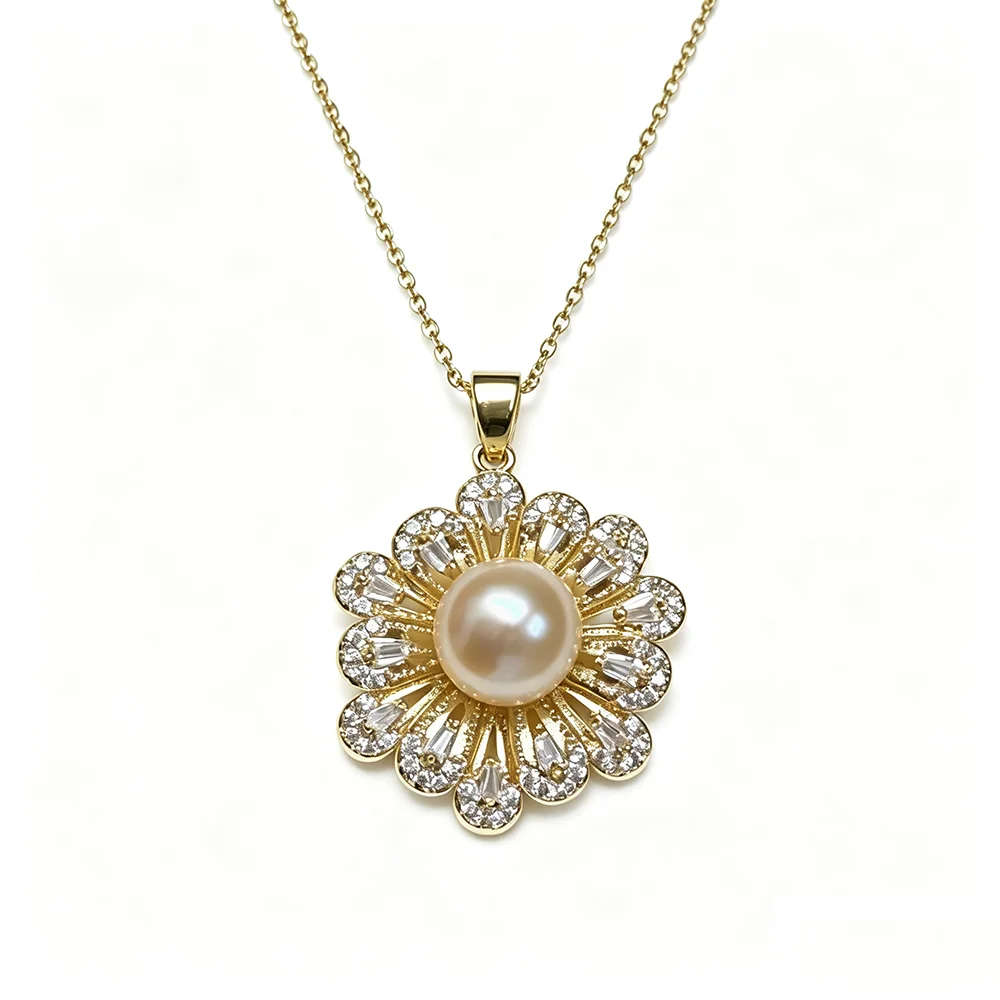 Neuer 925er Silber Natürlicher Perlenanhänger für Damen, Eleganter Süßwasserperlen-Anhänger, Schmuck, Geschenk für Ehefrau, Mutter, Jahrestag, Weiß, Lila – Detail 2