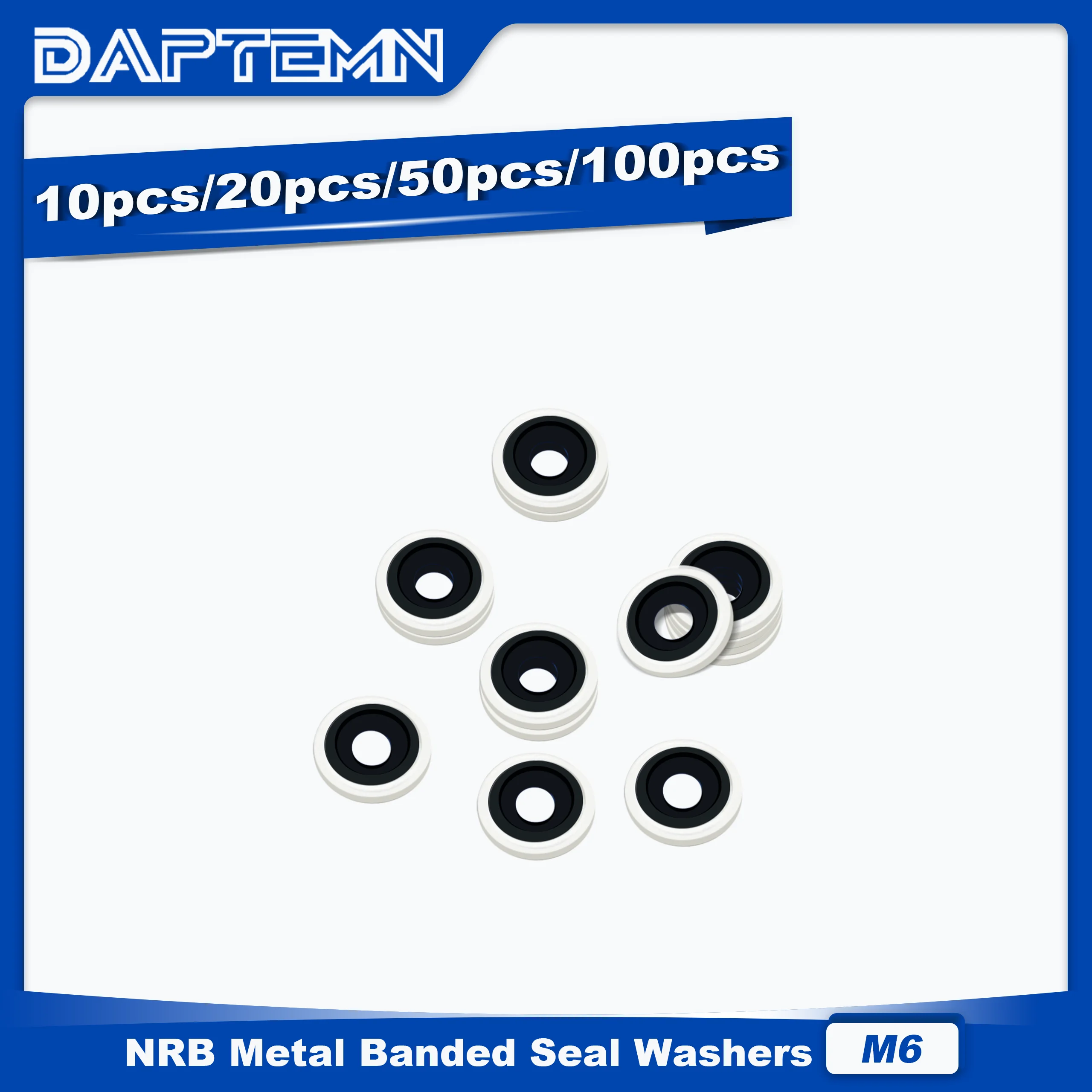 

M6 Bonded Sealing Washers, NBR Zinc-Plated Automotive Self-Centred Seal Rubber Washer, Crash Washers 10PCS 20PCS 50PCS 100PCS